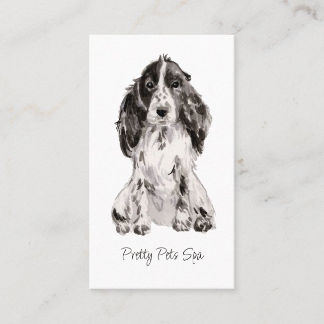 Tarjeta De Visita Cute acuarela Perro Cara Mascota Groomer Dog Spa (Anverso)
