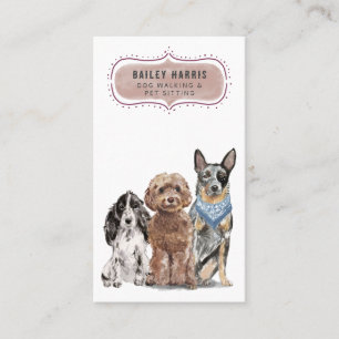 Tarjeta De Visita Cute acuarela Perro Walker Adventures Mascota Sitt