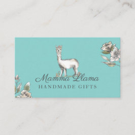 Tarjeta De Visita Cute Adorable Llama Watercolor Sketch Floral