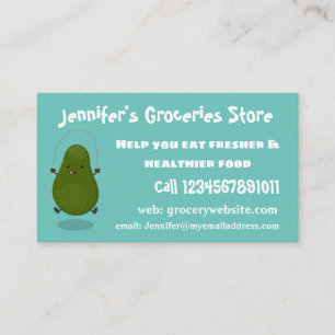 Tarjeta De Visita Cute aguacate salto cuerda personalizado ilustraci