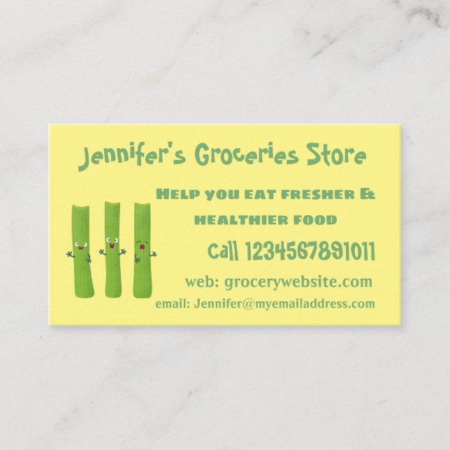 Tarjeta De Visita Cute apio palitos trio verduras personalizados (Anverso)