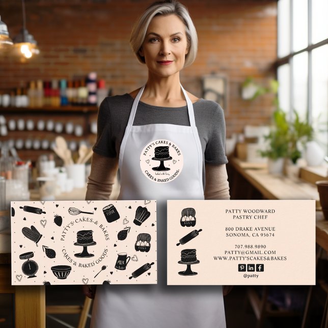 Tarjeta De Visita Cute Baker Pastry Chef Baking Utensilios Ligeros (Subido por el creador)