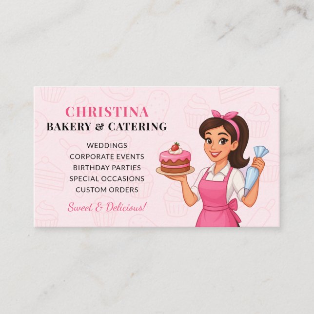 Tarjeta De Visita Cute Bakery & Catering Business Card (Anverso)
