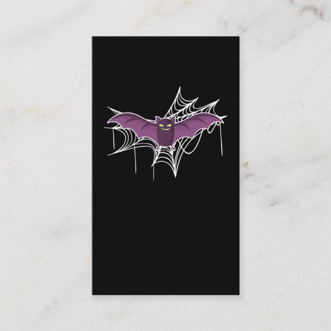 Tarjeta De Visita Cute Bat Lover Cobweb Halloween (Anverso)