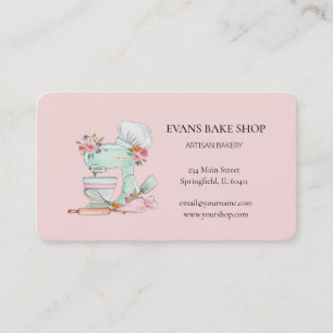 Tarjeta De Visita Cute batidora de mezclador rosa Watercolor