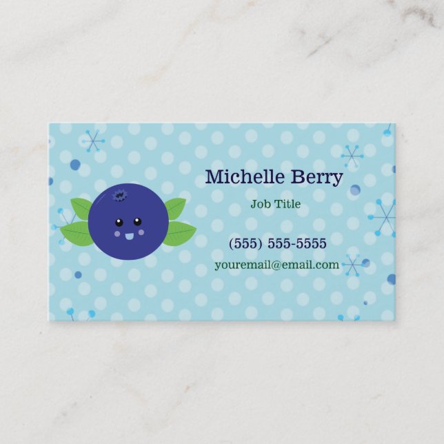 Tarjeta De Visita Cute Blueberry (Anverso)