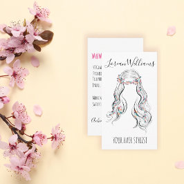 Tarjeta De Visita Cute Boho Hairstyle Boda Hair Stylist Floral