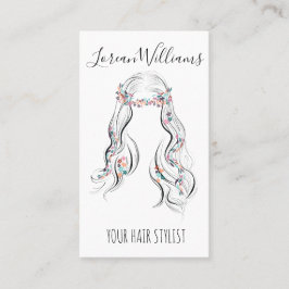 Tarjeta De Visita Cute Boho Hairstyle Boda Hair Stylist Floral QR