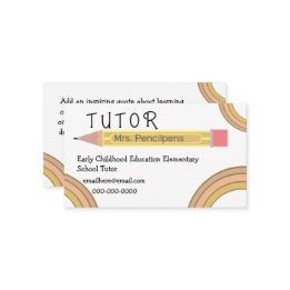 Tarjeta De Visita Cute Boho va a profesores de Tutor