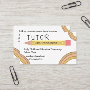 Tarjeta De Visita Cute Boho va a profesores de Tutor