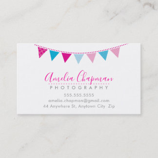 Tarjeta De Visita CUTE BRIGHT BUNING negrita fiesta rosa aqua azul