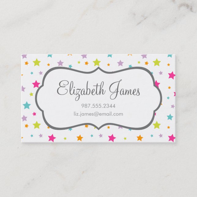 Tarjeta De Visita Cute Bright Colorous Stars (Anverso)