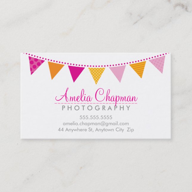 Tarjeta De Visita CUTE BUNING LUMINOSO fiesta negrita naranja rosa a (Anverso)
