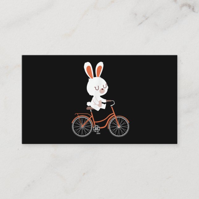 Tarjeta De Visita Cute Bunny On Bike Rabbit Cycling Bicycle Bunny (Anverso)