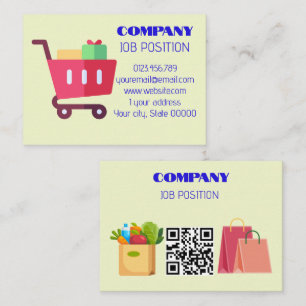Tarjeta De Visita Cute Carrito de Compras de Supermercado Código QR