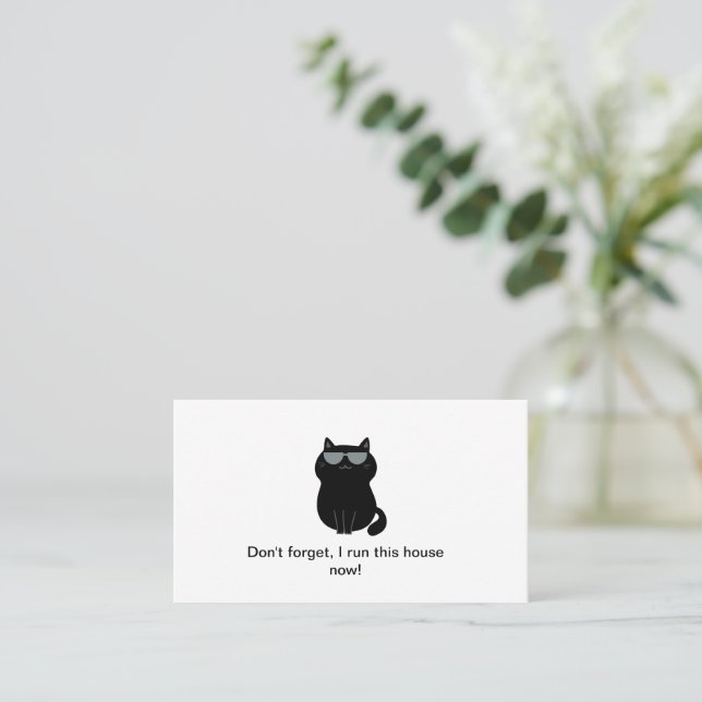 Tarjeta De Visita Cute Cat - I run the house - Customizable (Anverso de pie)