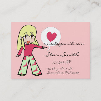 Tarjeta De Visita Cute Chibi Corazón - Pelo Amarillo -