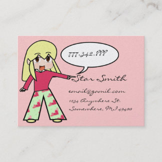 Tarjeta De Visita Cute Chibi Corazón - Pelo Amarillo -