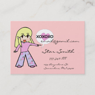 Tarjeta De Visita Cute Chibi Corazón - pelo amarillo - xoxo