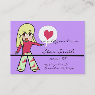 Tarjeta De Visita Cute Chibi Heart - Cabello Amarillo