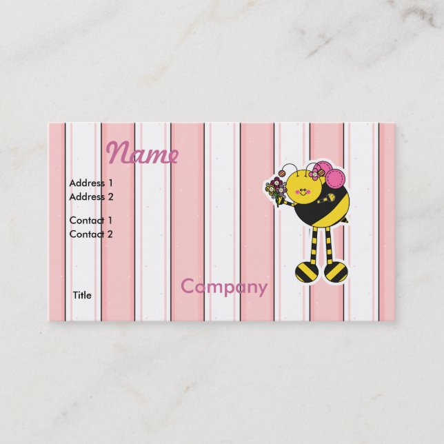 Tarjeta De Visita Cute Chica Bumble Bee (Anverso)