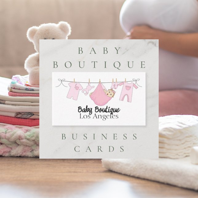Tarjeta De Visita Cute Clothesline Baby Boutique (Subido por el creador)