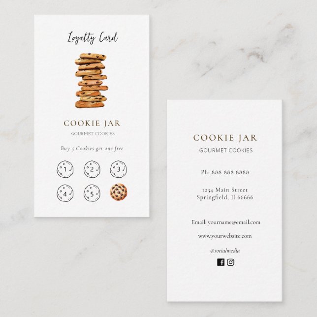 Tarjeta De Visita Cute Cookie shop Loyalty  business card (Anverso / Reverso)