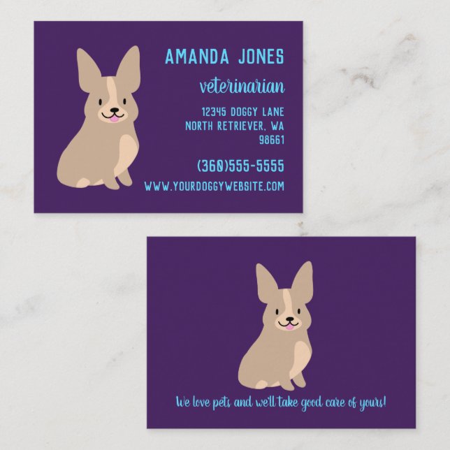 Tarjeta de visita Cute Corgi (Anverso / Reverso)