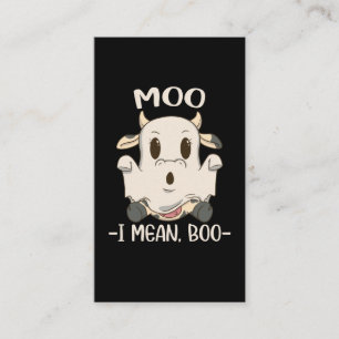 Tarjeta De Visita Cute Cow Moo Halloween Ghost Boo