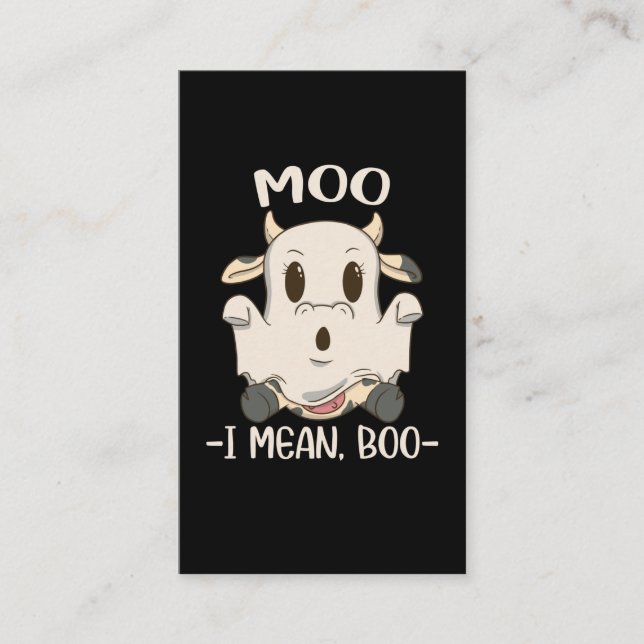 Tarjeta De Visita Cute Cow Moo Halloween Ghost Boo (Anverso)