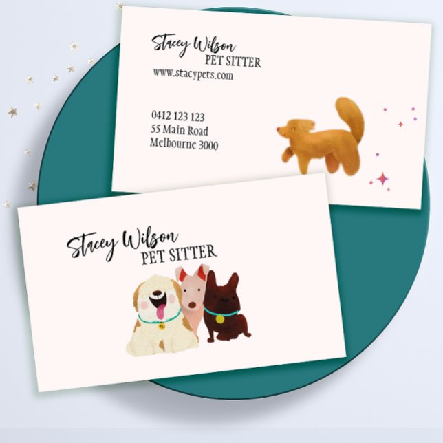 Tarjeta De Visita Cute de dibujos animados Mascota Sitter | Perro Wa (Subido por el creador)