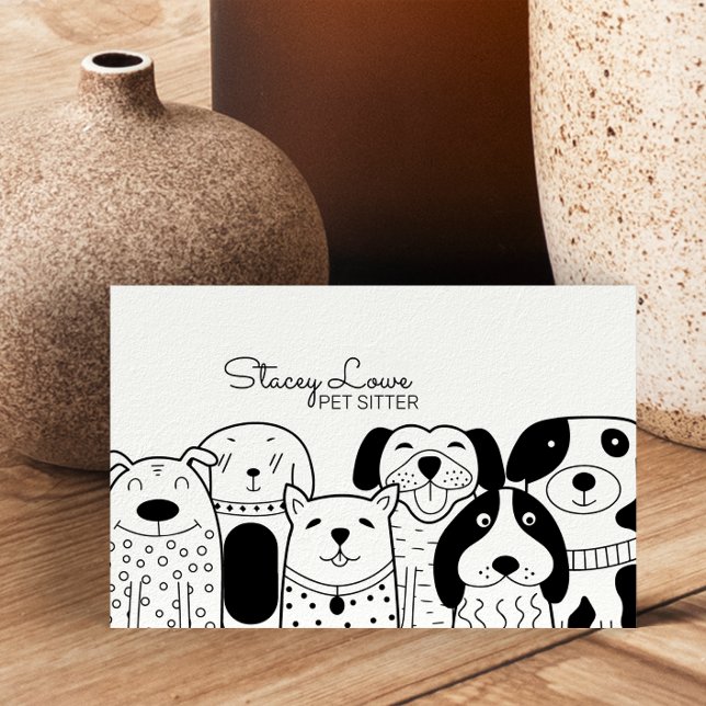 Tarjeta De Visita Cute de dibujos animados Mascota Sitter | Perro Wa (Subido por el creador)