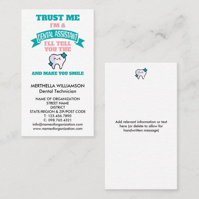 Tarjeta De Visita Cute DENTAL ASSISTANT Tell You The Truth (Anverso / Reverso)