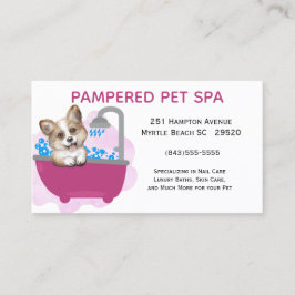Tarjeta De Visita Cute Dog Bath Mascota morado Groomer Business