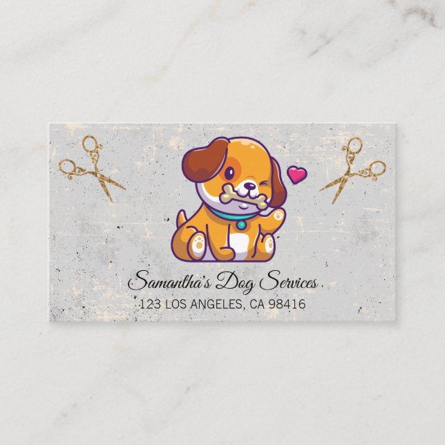 Tarjeta de visita Cute Dog Grooming Elegoming Shea (Anverso)