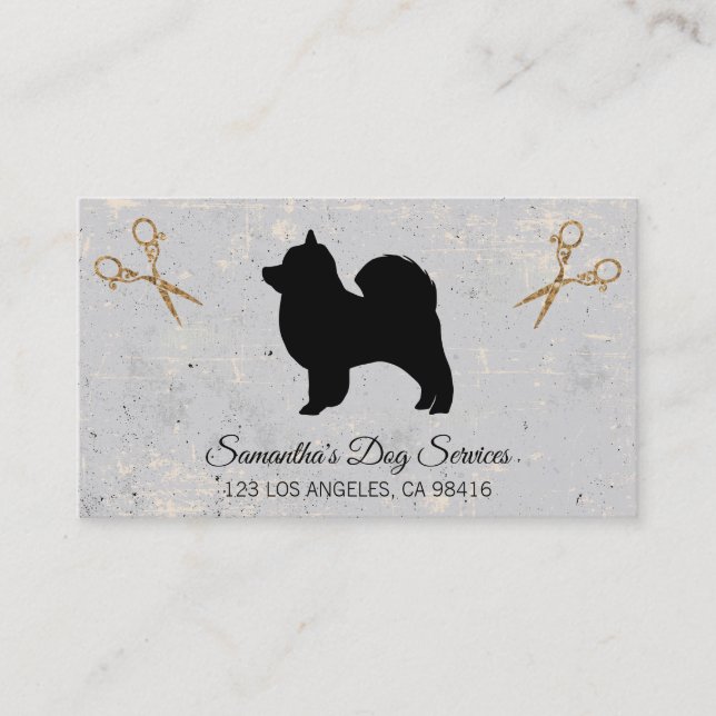 Tarjeta De Visita Cute Dog Grooming Elegoming Shears (Anverso)