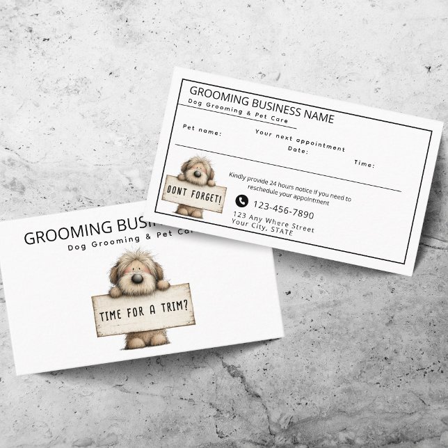 Tarjeta De Visita Cute Dog Grooming Modern Fun Appointment Card (Subido por el creador)