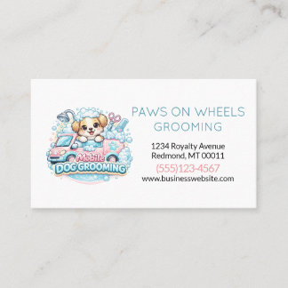Tarjeta De Visita Cute Dog Mobile Pet Grooming Service 