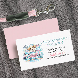 Tarjeta De Visita Cute Dog Mobile Pet Grooming Service 
