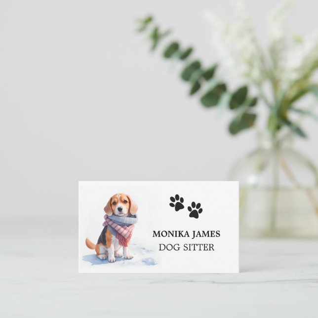 Tarjeta De Visita Cute Dog Sitter (Anverso de pie)