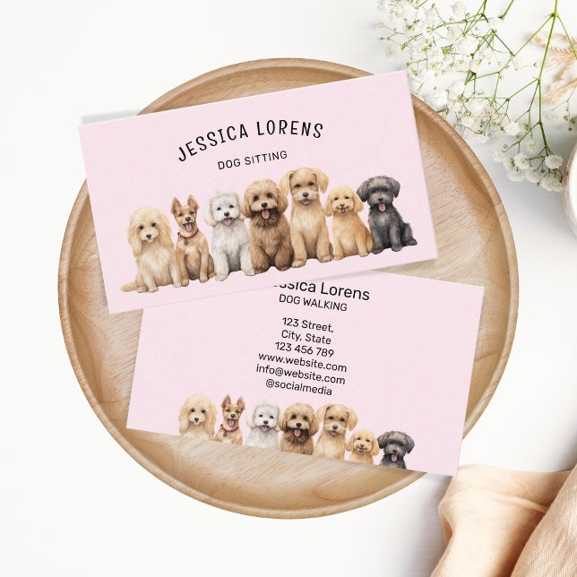 Tarjeta De Visita Cute Dog Sitter, Mascota Groomer, Veterinario, Cac (cute dogs illustration)