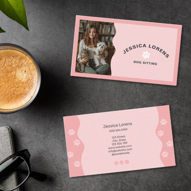 Tarjeta De Visita Cute Dog Sitter, Pet Groomer, Dog Walker (Subido por el creador)