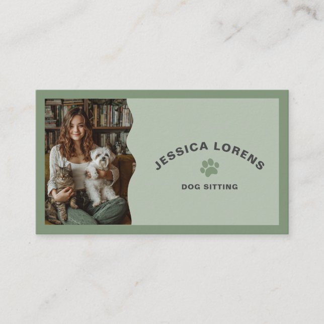 Tarjeta De Visita Cute Dog Sitter, Pet Groomer, Dog Walker (Anverso)