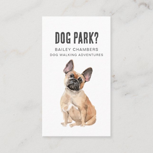 Tarjeta De Visita Cute Dog Walker French Bulldog Pet Care (Anverso)