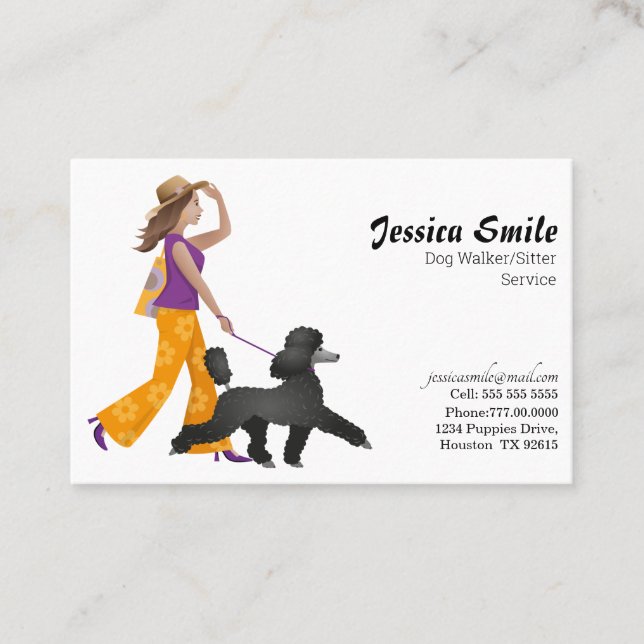 Tarjeta de visita Cute Dog Walker Mascota Sitter (Anverso)