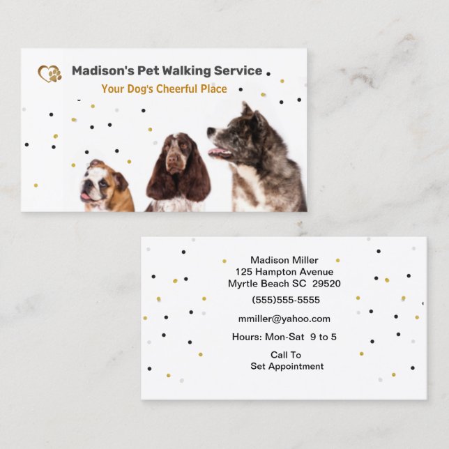 Tarjeta de visita Cute Dog Walker/ Mascota Situ (Anverso / Reverso)