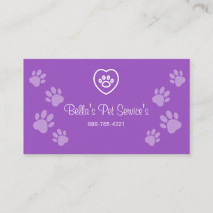 Tarjeta De Visita Cute Dog Walker Servicios de Mascotas Púrpura