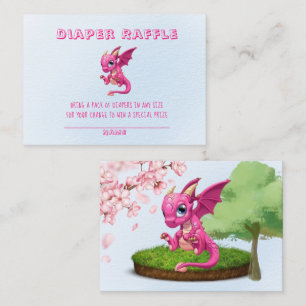 Tarjeta De Visita Cute Dragon Rosa Diaper Raffle Baby Shower