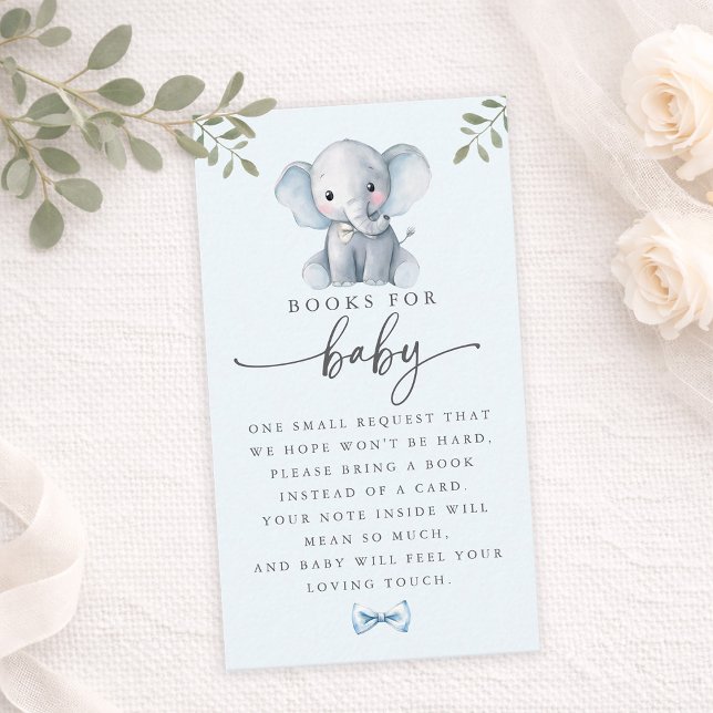 Tarjeta De Visita Cute Elephant Blue Books for Baby Card (Cute Elephant Blue Books for Baby Card)
