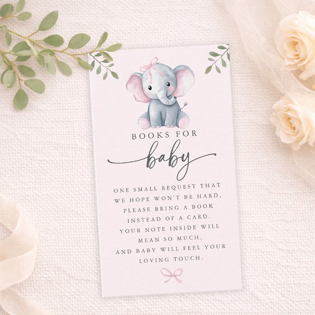 Tarjeta De Visita Cute Elephant Pink Books for Baby Card (Cute Elephant Pink Books for Baby Card)